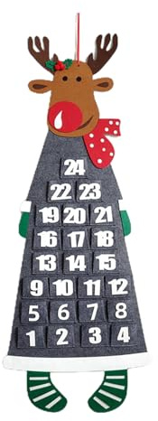 Calendario de Adviento de Navidad, calendario de cuenta regresiva reutilizable, calendario festivo de 24 días, adorno creativo para colgar en la pared, calendario de Navidad de Año Nuevo, calendario