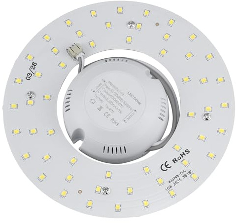 Voltix Modulo LED Circolare per Plafoniera, 220V, 16W 1600lm, Ultra Slim con Calamita, Luce Bianca Calda 3000K, Ricambio Tubo Neon LED, Facile da Installare (Bianca calda/3000K, 16W)
