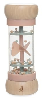 Jollein Regenmacher Baby aus Holz – Lovely Birds – Baby Spielzeug ab 0+ Monaten – Mit Fee Amy & Vogel-Motiv – Fördert Sinne & Motorik – Altrosa/Mintgrün