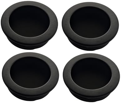 Gedotec Muschelgriff versenkt | Schwarz matt | Einlassgriff aus Metall | Ø 35 mm Bohrung | 4 Stück | moderne Griffmuschel zum Einlassen | Muldengriff MA35 | Griffmuschel Schiebetür | Griff rund 40 mm