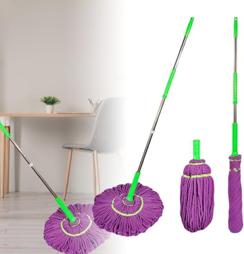 Générique Ultra Absorbante - Mop, Essorage Magic Twist Mop 360 Microfibre, Balai Manche Télescopique, pour Tous Types De Sols, Balai essoreur Rotatif Facile à Utiliser (Purple)