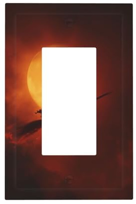 Magical Halloween Witch On A Broomstick Light Switch Wall Plate Faceplate Cover Single Rocker 1 Gang Decorator Outlet Receptacle Covers For Home Kitchen Room Bathroom Decor