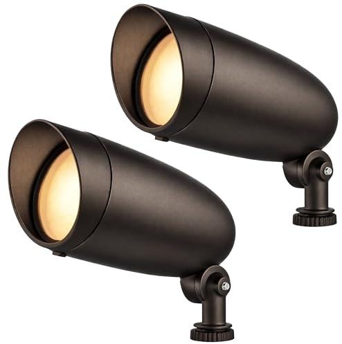 OHLECTRIC One-Light Halogen Landscape Floodlight (2-Pack) Wet Rated Outdoor Light Fixture for Garden Yard Pathway Durable Weatherproof Die-Cast Metal Housing. 50W 120v 6.25 Inches, PAR20 (Dark Bronze)