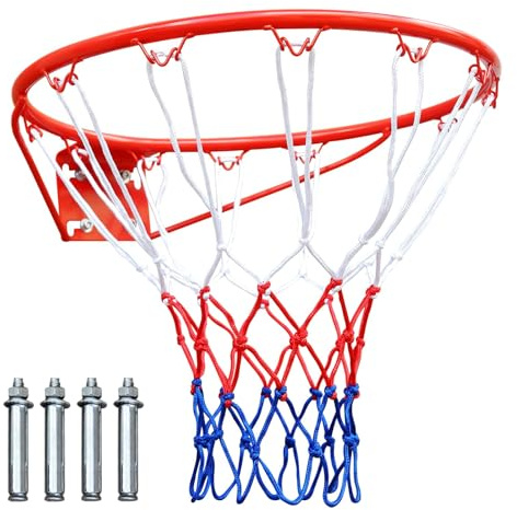 GYMFLEX Basketball Rim 18(45cm) Indoor/Outdoor Metal Basketball Hoop Wall Mounted with Fixing Bolts for Home Garden Training