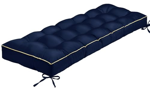 TaiBest Outdoor Bench Cushion, Tufted Patio Seat Pad for Garden Bench, Porch Swing, Indoor/Outoor Furniture (Blue, 122X46X10cm)