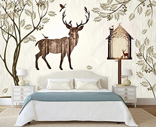 MIWEI Wallpaper Papier Peint Panoramique Bois Abstrait Papier Peint Intissé 3D Tapisserie Decoration Chambre Salon Murale -KX37066, 350x250cm
