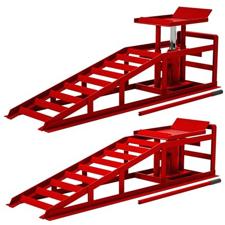 Garvee 2 Pack Hydraulic Car Ramps 5 T 10000 LBS Low Profile Car Lift Service Ramps Truck Trailer Garage,Height Hydraulic Vehicle Ramps