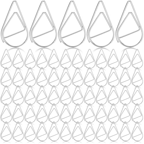 TIESOME 200 Stück Wasser Tropfen Form Büroklammern,Silber Metall | Kleine Büroklammern Papierklammern Lesezeichen für Buch Memo Papier Poster Foto