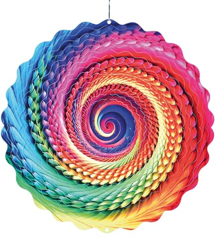 Kögler 28753 – Mandala regnbåge vindspel, ca 25 cm, 3D-vindspinnare av stål, regnbåge trädgårdsdekoration, vindblad för inomhus- och utomhusbruk