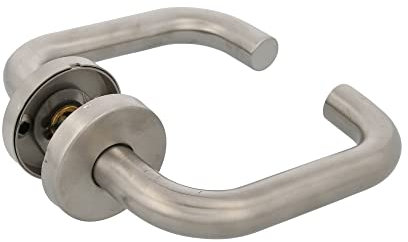 Amig - Juego de Manillas con Roseta para Puertas - Mod. 3RXD - 139 x Ø19 mm - Cuadradillo de 8 mm - Diseño Elegante y Sencillo - Acero inoxidable Plateado Mate