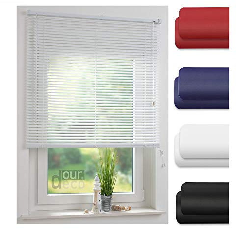 ourdeco® Jalousie aus PVC / 180 x 160 cm (Breite x Höhe) / Farbe weiß/lichtdurchlässig bis Blickdicht/Einfache Montage an Wand oder Decke