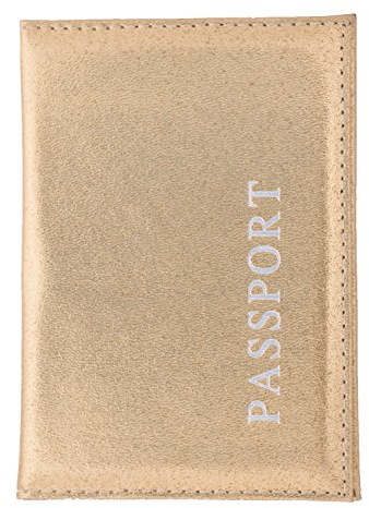 Spirtan Reisepasshülle aus Kunstleder – Schlanke Schutzhülle für Ihren Reisepass, kompakte Passhülle mit kleinem Innenfach für Karte oder Ticket – Für Damen und Herren (Shiny Gold)