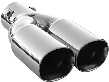 Auspuffblende Doppelrohr Endrohr Edelstahl Auto Endrohrblenden Auspuffendrohr Auspuffrohr Tuning Universell Schalldampf Blende Sport Rund Chrom Auspuffspitzen 43-56 mm