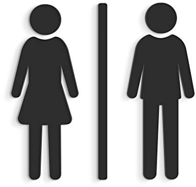 SIGNS - Geprägt Toilette Design türschild WCD wc schilder selbstklebend - Moderne damen wc aufkleber bad schild für türen - Mann und Frau Toilettenschild, für Restroom und Badezimmer. (Schwarz)