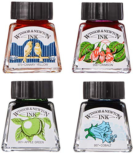 Winsor & Newton W&N - Set di 4 inchiostri da disegno, 14 ml