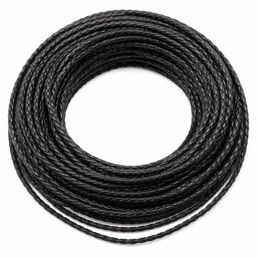 Perlin Lederband 3 mm Schwarz Geflochten Lederschnur 10 m PU Leder Kordel Schmuck Basteln Armband Halskette DIY Zubehör