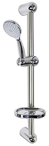 Vetrineinrete® Saliscendi doccia con portasapone e soffione multigetto da bagno asta a colonna con telefono doccetta grigio