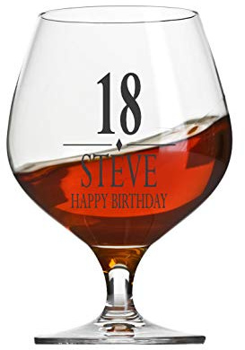 Engraved Personalised Birthday Brandy Glass 18th, 21st, 30th, 40th, 50th, 60th, 70th, 80th
