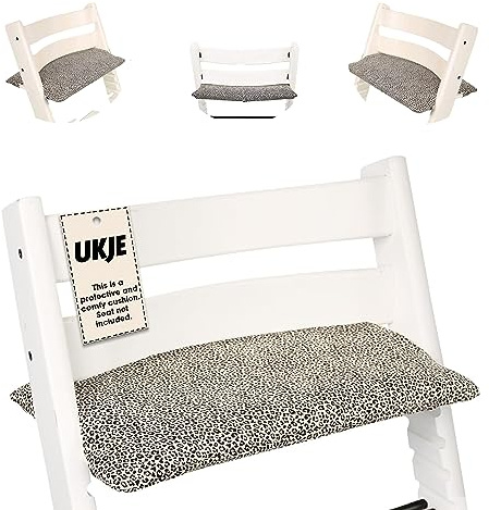 Hochstuhl Kissen kompatibel mit Tripp Trapp Hochstuhl | Ergonomisches Sitz- & Rückenkissen Baby | Waschbar, pflegeleicht, handgefertigt, Oeko-Tex 100, atmungsaktiv, weich gepolstert (Sand Leopard)