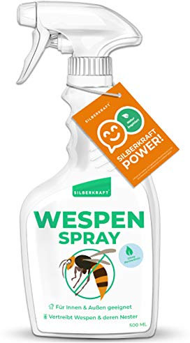 Silberkraft Wespenspray 500 ml, Spray zur Wespenabwehr, Anti-Wespen-Mittel zum Vertreiben der Insekten, hilft gegen Wespennester, Repellent mit starker Sofort- und Langzeitwirkung, made in Germany