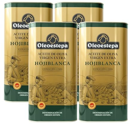 Oleoestepa Hojiblanca - Aceite de Oliva Virgen Extra Pack 4 x 5L – DOP Estepa – Extracción en Frío – Monovarietal Hojiblanca – Frutado verde con aromas a hierba, manzana y alcachofa