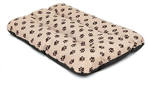 PillowPrim Hundematratze Hundesofa Liegen Hundekissen Sofa Matratze Hundekorb Bett Tierbett Weich Haustierbett Hundeliegen Kissen R1-90 x 60 cm Beige Pfoten