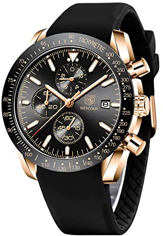 BENYAR Mens Watch Analog Quartz Chronograph Waterproof Men's Wrist Watches Business Work Casual Watch Unique Elegant Gifts for Men