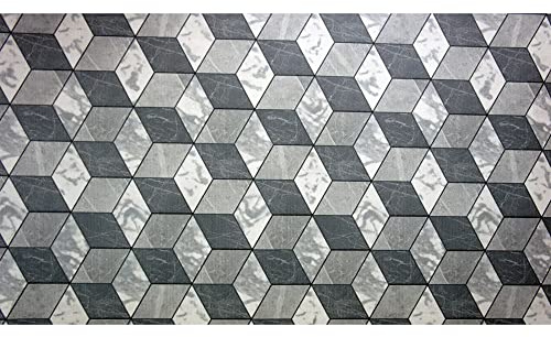 matches21 Bodenbelag Soft Vintage Läufer 3D Würfel Muster Küchenläufer waschbar Polyester & Vinyl grau 1 STK 65x180 cm