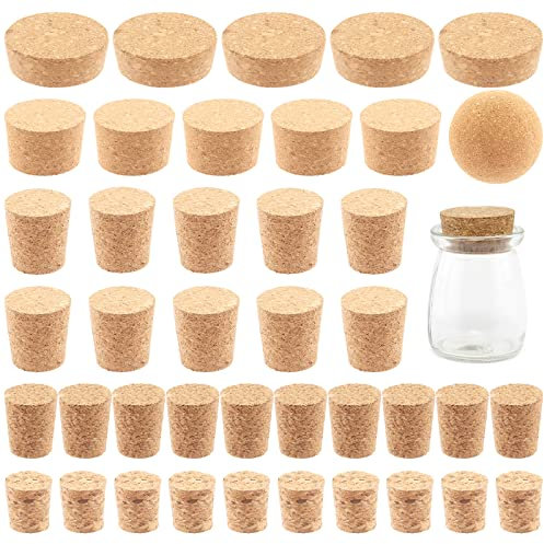 Cimeton 41 Stück 6 Größen konische Korkstopfen und Weinkorken Ball für Gläser und Flaschen, Flaschenkorken, Holzflaschenkorken, Ersatzkorken für Wein, Bierflasche, Glasflaschen, DIY Handwerk