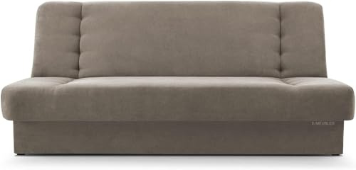 mb-moebel Sofa mit Schlaffunktion und Bettkasten, Kippsofa Klappsofa Schlafsofa Clic-Clack Couch für Wohnzimmer Federkern Sofagarnitur Polstersofa 92x192x85cm - Cyprus (Beige - Soro 13)