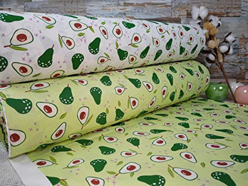 240 x 50cm Extrabreit Popeline Baumwollstoff Dekorstoffe 100% Baumwolle Stoff Bastelstoff ÖKO-TEX Ranforce Kinderstoffe Baumwollstoffe Babystoffe Avocado Stoffe (50cm, HG: Weiß)