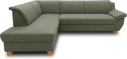 DOMO. collection Divano Angolare Panama Classico Angolare a Forma di L Divano Angolare Divano Divano Divano Angolo con Funzione Sonno 254x186cm Verde