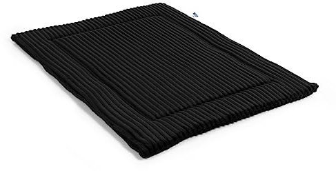 Wallace & Jones | Hundekissen mittelgroße Hunde waschbar, ca. 90 x 70 cm, Hunde Liegematte Cardi, Liegedecke L, Hundematte samtartiges Breitcordstoff, Farbe schwarz