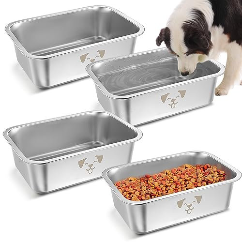 Sweetude 4 Pcs Large Water Bowls for Dogs Large Dog Food Bowls Stainless Steel Extra Large Dog Bowl Metal Pet Bowls Rust Resistant Large Capacity for Pets Dogs (1.25 Gallon)