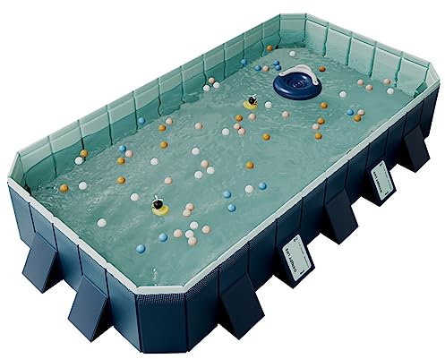 Kyaoayo Paddling Pool for Children, Foldable Non-Inflatable Family Pool, Adult Garden Swimming Pool, Family Swimming Pool Summer, Blue (406 x 230 x 55 cm)