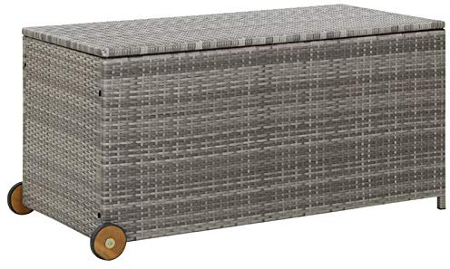 GuyAna Gartenbox Hellgrau 120x65x61 cm Poly-Rattan Schrankkoffer Aufbewahrungsbox Balkon Outdoor Truhe