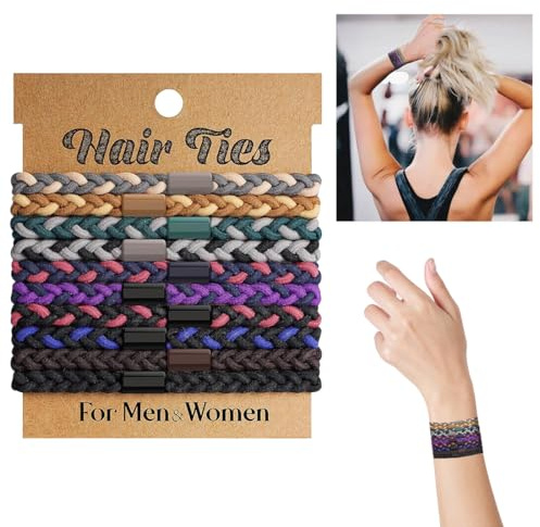 Voyyphixa 10 Stück Geflochtene Haargummi Geflochten für Männer, Boho Elastische Haargummis für Brötchen, Lockiges, Dickes, Dichtes Haar, Haarschmuck Haarband Armband (10PCS)