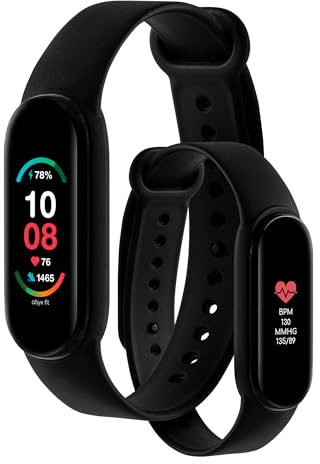 Abyx FIT Lime 2 - Montre Connectée Sportive - Podomètre, Fréquence Cardiaque, Pression Artérielle, Étanche, Bluetooth 4.0, Compatible Android/iOS, Noir