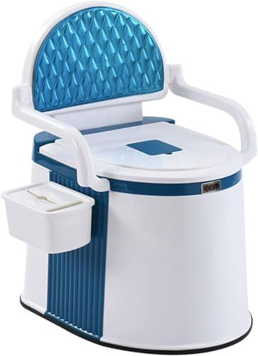 MISKYN Toilettenstuhl, WC-Stuhl Nachtstuhl Dusch Fahrbar Antirutschenden Mit Toiletteneimer Für Behinderte Person Ältere Menschen Belastbarkeit Bis 150 Kg,Blau