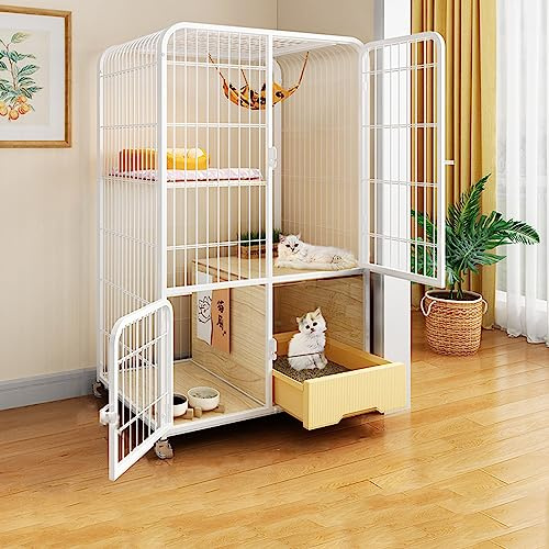 Katzenkäfig - Katzengehege 4 Universalrädern, Großer Katzenkäfig Katzengehege Outdoor/Indoor Katzenkäfig Katzen Outdoor Gehege For Balkon Terrasse Leicht Zu Montieren ( Color : White-A , Size : 80*55*