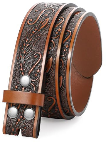 JasGood Western läderbälte för män (utan spänne), 3,8 cm bredd, G stilbrun, Für Taillengröße 79cm-89cm