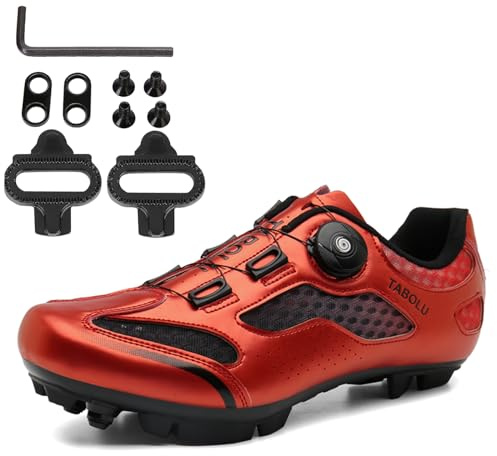 PENXZT Scarpe MTB Uomo Donna Scarpe Mountain Bike Compatibili con Pedali SPD 2 Bulloni con Tacchette Scarpe Ciclismo All'aperto