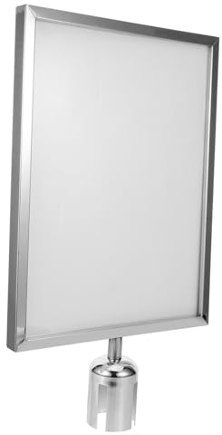PartyKindom Retractable Belt Sign Holder for Airport Safety Barrier Stanchion A3 Silver Vertical Display Crowd Control Sign Holder for Queue Management