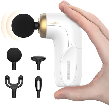 HEYCHY A1 Super Mini Massage Gun, Percussion Deep Tissues Muscle Massager, Compact Sports Travel Massage Gun, Portable Handheld Massager for Office Gifts for Him/Her, Home, Athletes(White)