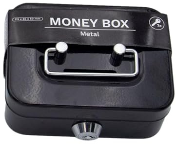 Caja de dinero pequeña – Caja de almacenamiento de dinero de metal con cerradura y 2 llaves | Banco de monedas hucha, caja de almacenamiento de dinero, caja de almacenamiento de dinero, caja de