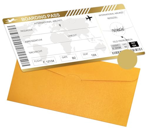 Lemicin Reisegutschein Flugticket Geschenk Gutschein - Reisegutschein Geschenk Verpackung mit Rubbelaufkleber Boarding Pass Reise Geschenk Flugzeug Karte Bordkarte zum Beschriften