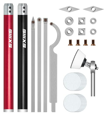 SIIIXS Drechseleisen Set mit Hartmetall-Schneidplatten, verstellbare Drechselmesser Mit Schüsselschleifer,Drechselwerkzeug-Satz für Holz