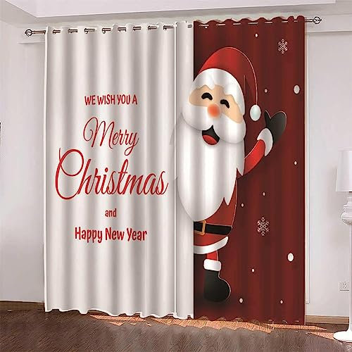 Verdunkelungsvorhänge Kräuselband Süßer Weihnachtsmann 2 X 140 X 250 Cm Set Kindergardinen Mädchen Verdunkelungsvorhänge Mit Ösen Blickdichter Kinderzimmer Schlafzimmer Vorhang -0K5O5O6D7N8R8J4Z0H0B7K