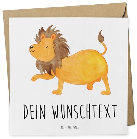 Mr. & Mrs. Panda Personalisierte Postkarte Sternzeichen Löwe - Geschenke, Geburtstag Juli, Geschenk August, karte personalisiert, Karten, Grußkarten, König Der Tiere