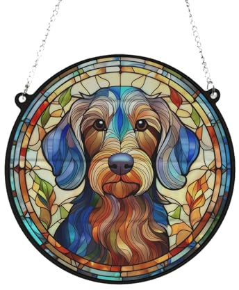 Dachshund Wirehaired Stained Glass Effect Suncatcher Gift for Dog Lovers - 19cm